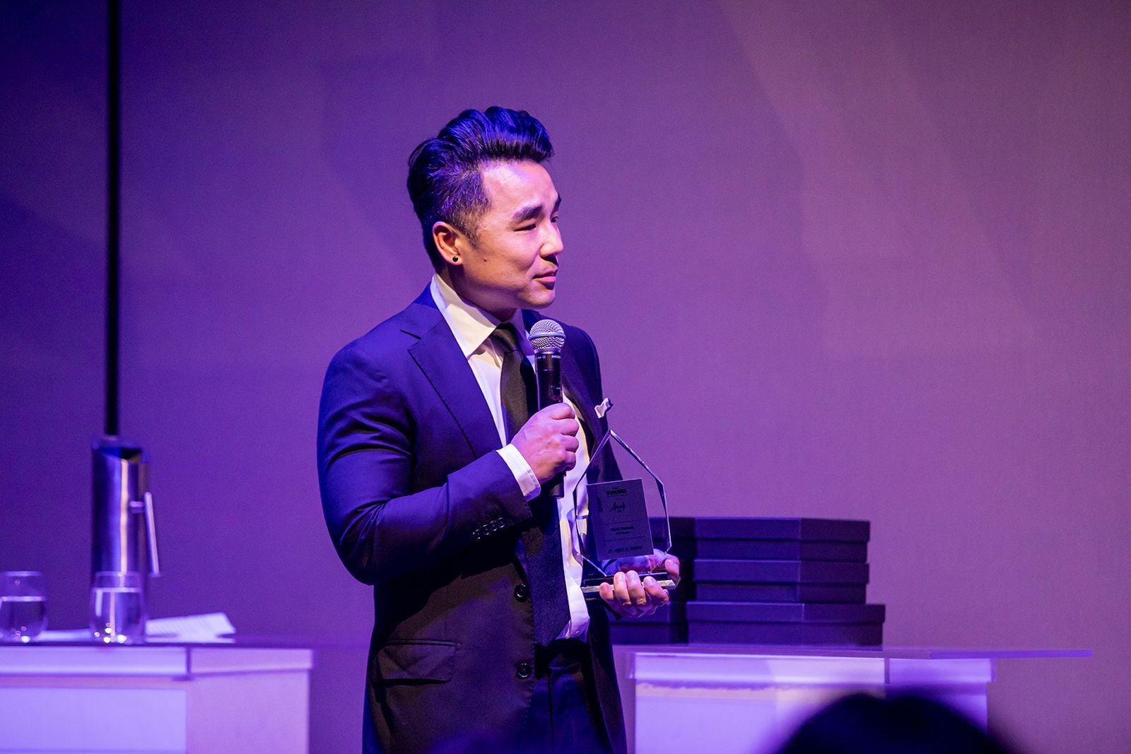 2025 Sydney Young Entrepreneur Awards Gala dinner Winners accepting trophies on stage at the 2025 Sydney Young Entrepreneur Awards